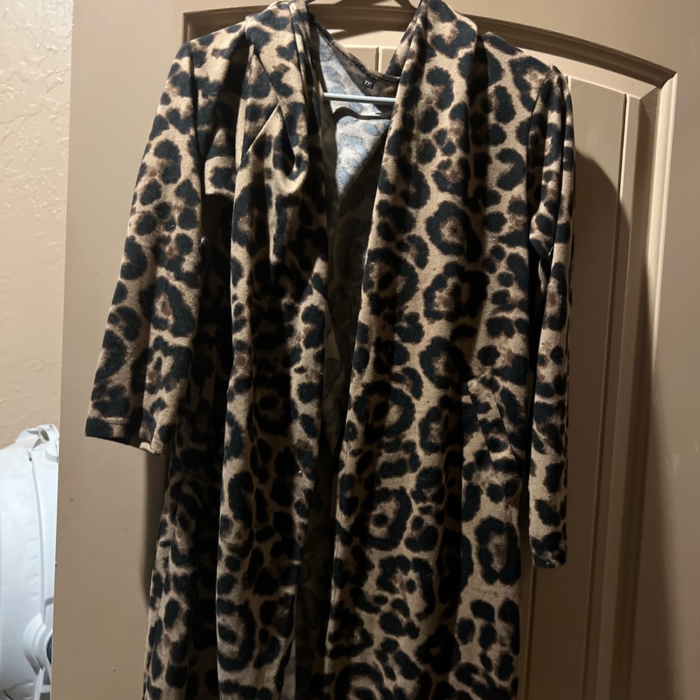 Leopard Print Open Front Cardigan